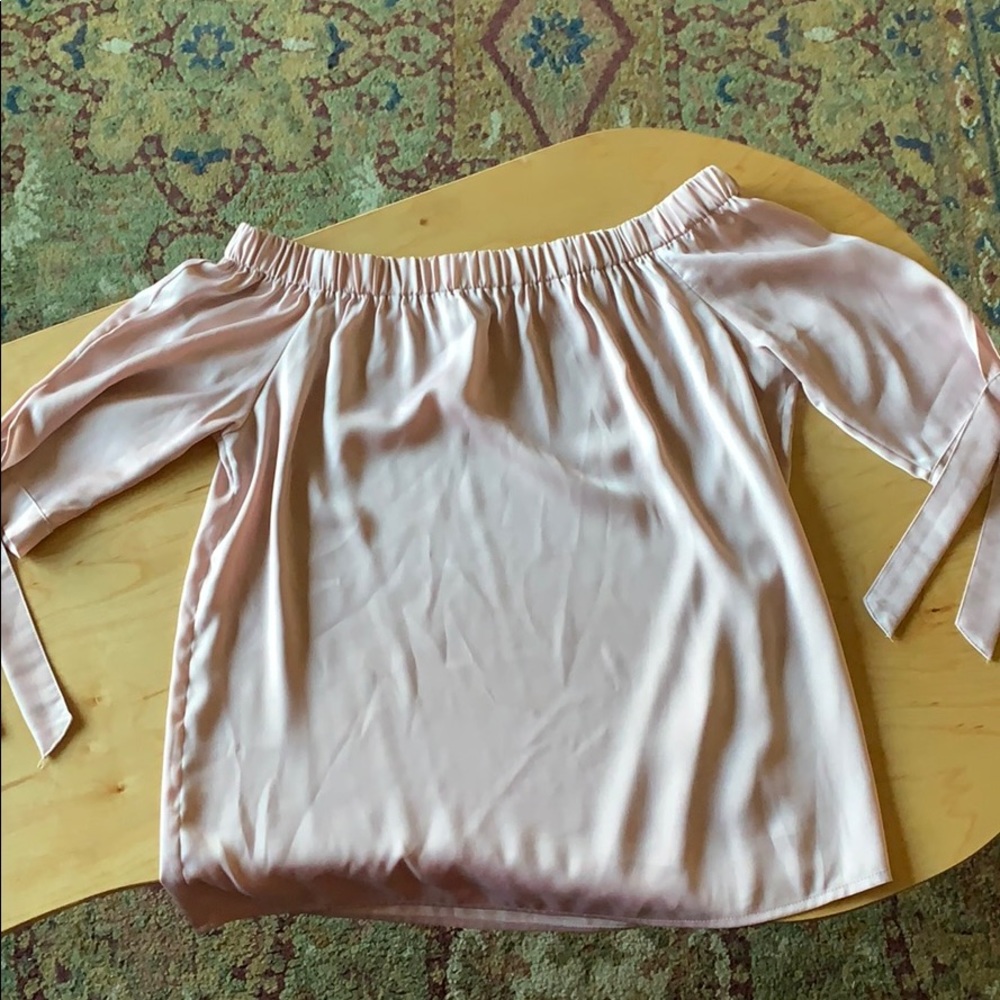 H&M soft pink silk blouse.